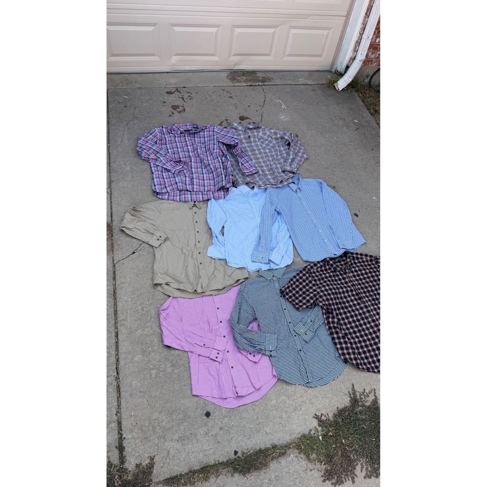 Lot of 8 | Button Down Shirts Mens L-3XL Wrangler Polo Ralph Lauren UnTuckIT